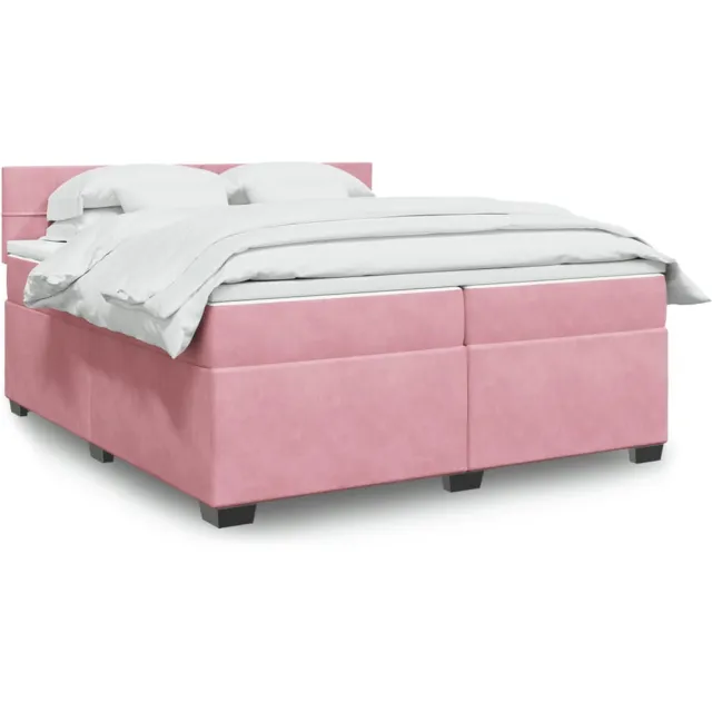 vidaXL Boxspring met matras fluweel roze 200x200 cm