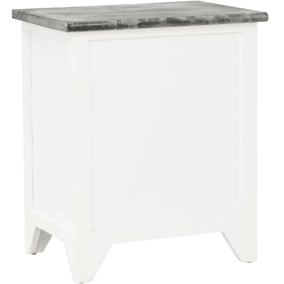 vidaXL Nachtkastje 38x28x45 cm paulowniahout grijs en wit, foto 4