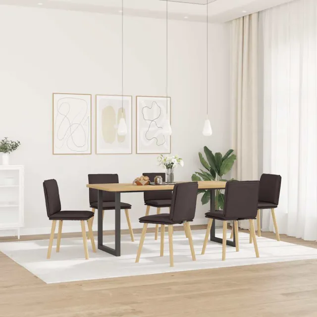 vidaXL Eetkamerstoelen 6 st stof donkerbruin bruin, foto 2