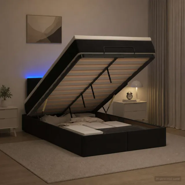 vidaXL Ottoman Bed met Matrassen en LED Zwart 120 x 190 cm fluweel