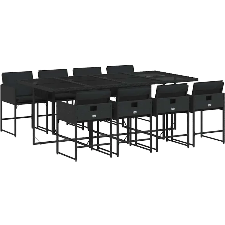 vidaXL 9-delige Tuinset poly rattan zwart, foto 3