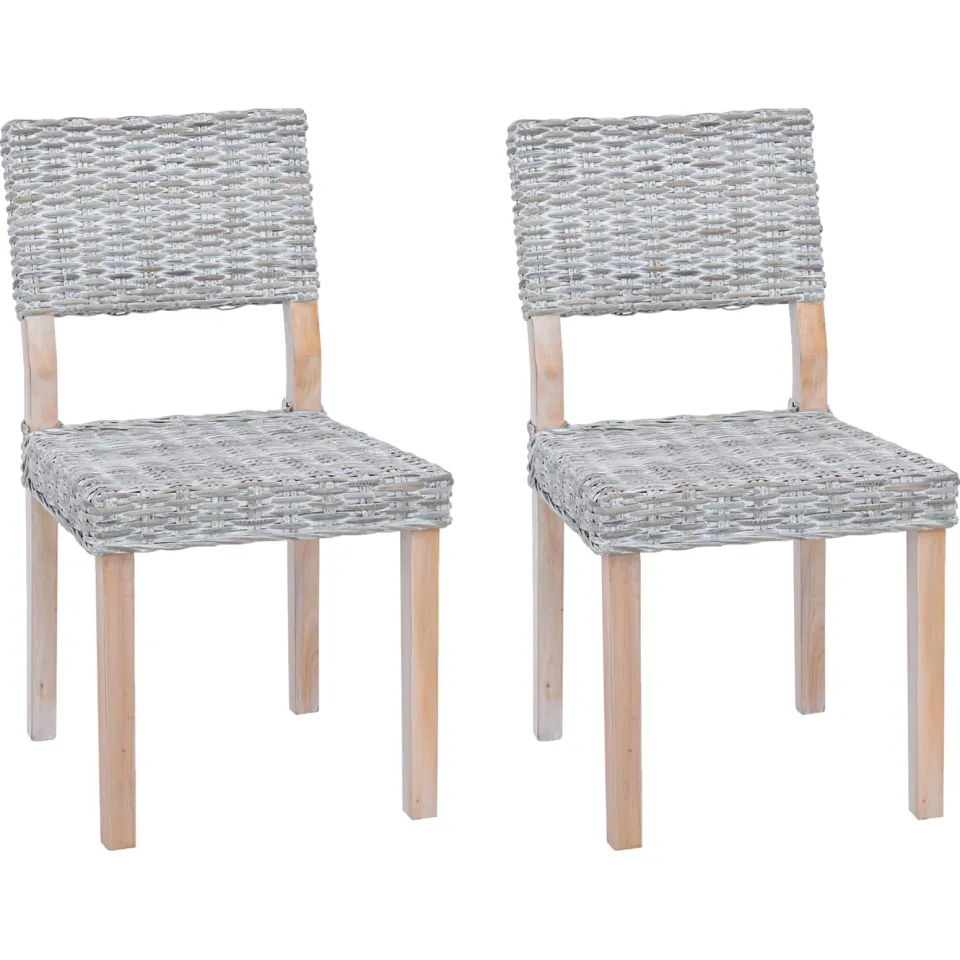 vidaXL Eetkamerstoel GENDT 2 st Kubu Rattan Wit gewassen