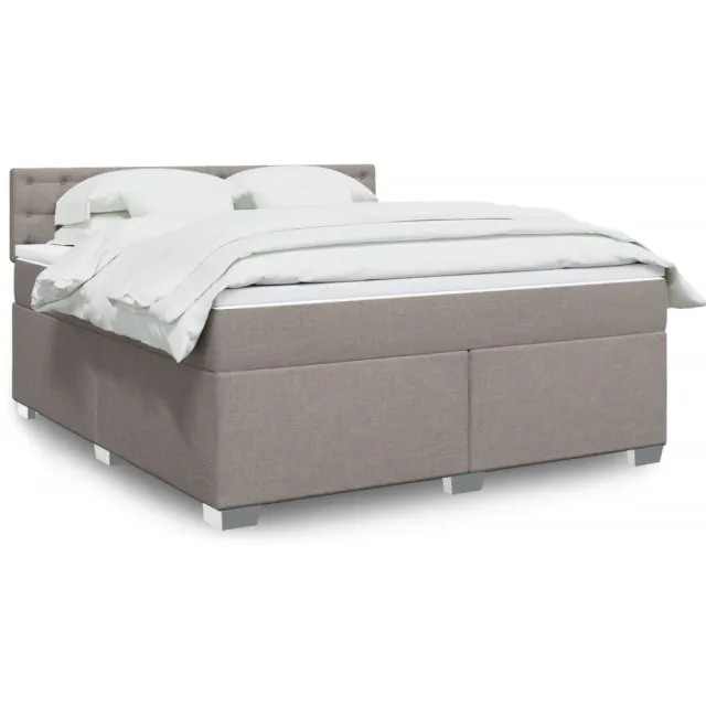 vidaXL Boxspring met matras stof taupe 180x200 cm
