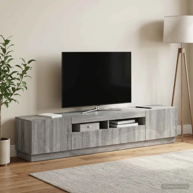vidaXL LED tv-meubel HOORN 3 st Grijs Sonoma Bewerkt hout, foto 2