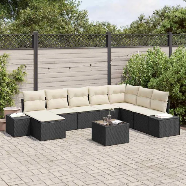 vidaXL Tuin Sofa Set 8 st Zwart en Crème poly rattan