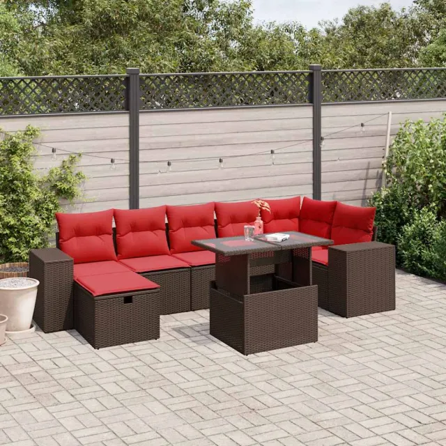 vidaXL 8-delige tuinbankset met kussens, bruin polyrotan, foto 2