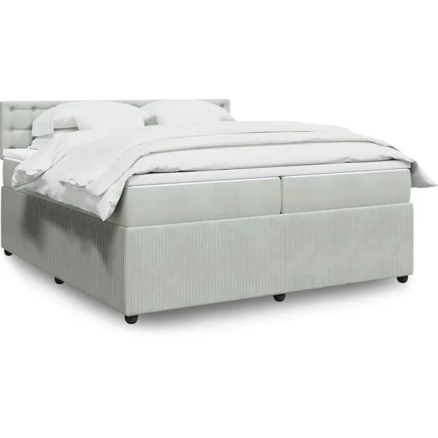 vidaXL Boxspring met matras fluweel lichtgrijs 200x200 cm grijs