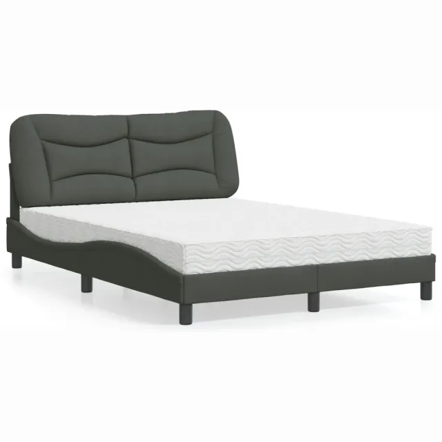 vidaXL Bed met matras "Hvar" stof donkergrijs 120x200 cm