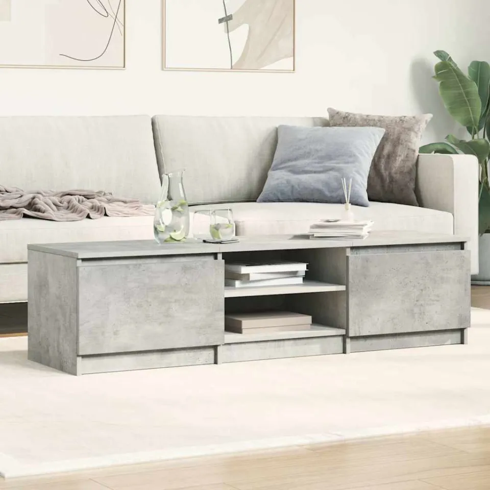 vidaXL Tv-meubel 140x40x35,5 cm bewerkt hout betongrijs grijs, foto 3