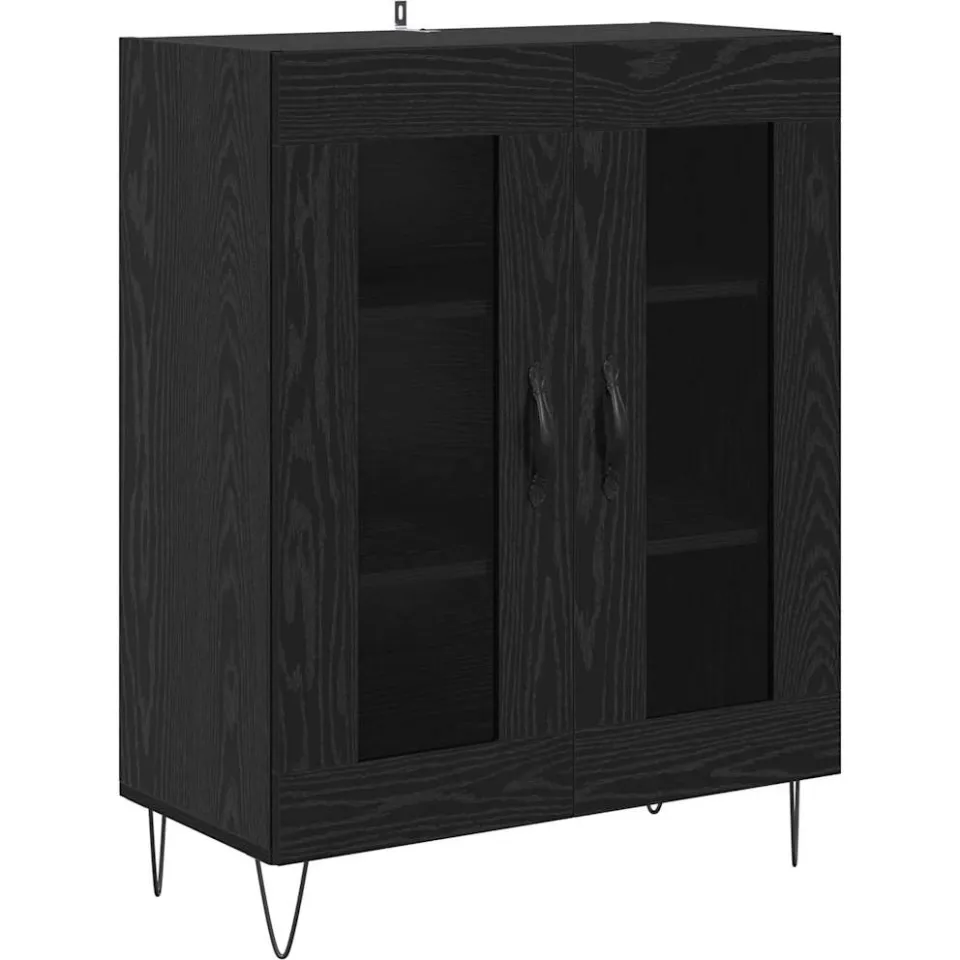 vidaXL Dressoir Zwart Eiken 69,5 x 34 x 90 cm Bewerkt hout, foto 3