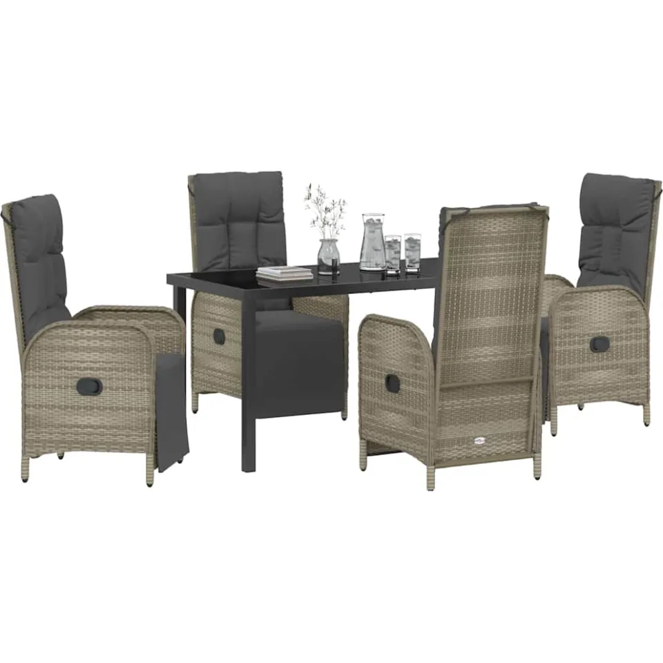 vidaXL Tuin eettafelset 5 st Grijs poly rattan