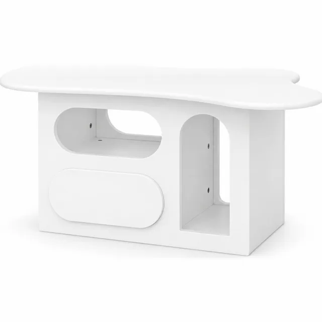City long dragon LONG DRAGON – Salontafel – Wolkvormig blad met lade en open opbergvakken – Wit – 97 × 45 × 43,5 cm