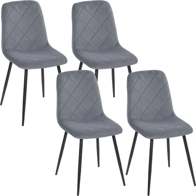 Homona Eetkamerstoelen - Set van 4 - Met zachte bekleding en rugleuning - 45 x 54 x 87 cm - Grijs