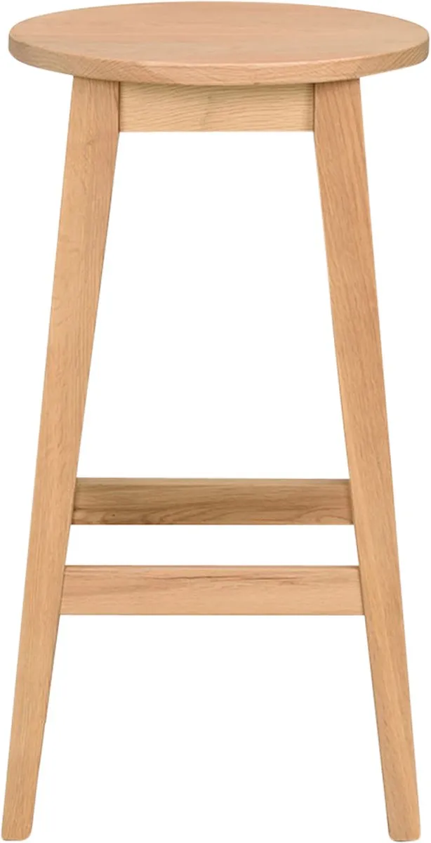 Rowico Home Austin Barkruk Naturel - Hout - Barkruk zonder Rugleuning - Zonder Armleuning - Rond - Voor Kookeiland - Zithoogte 65 cm Bruin