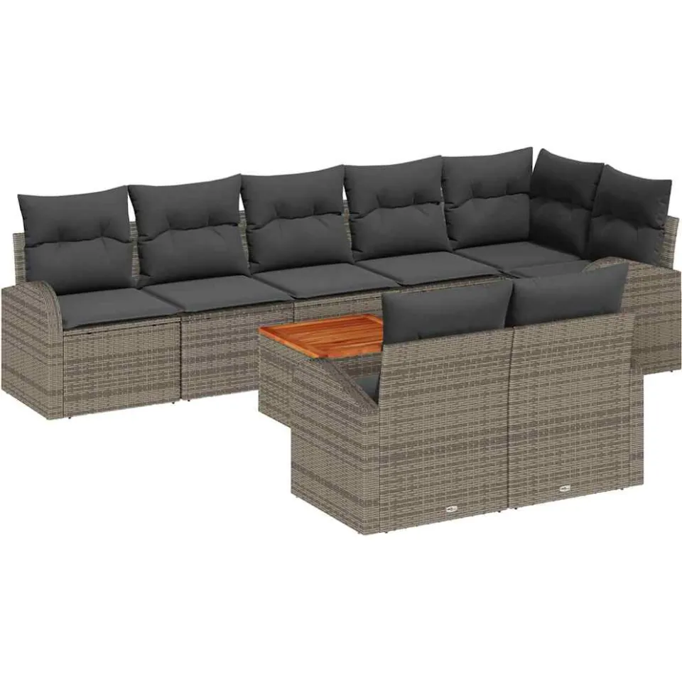 vidaXL Tuinbankenset 9 st Grijs poly rattan, foto 4