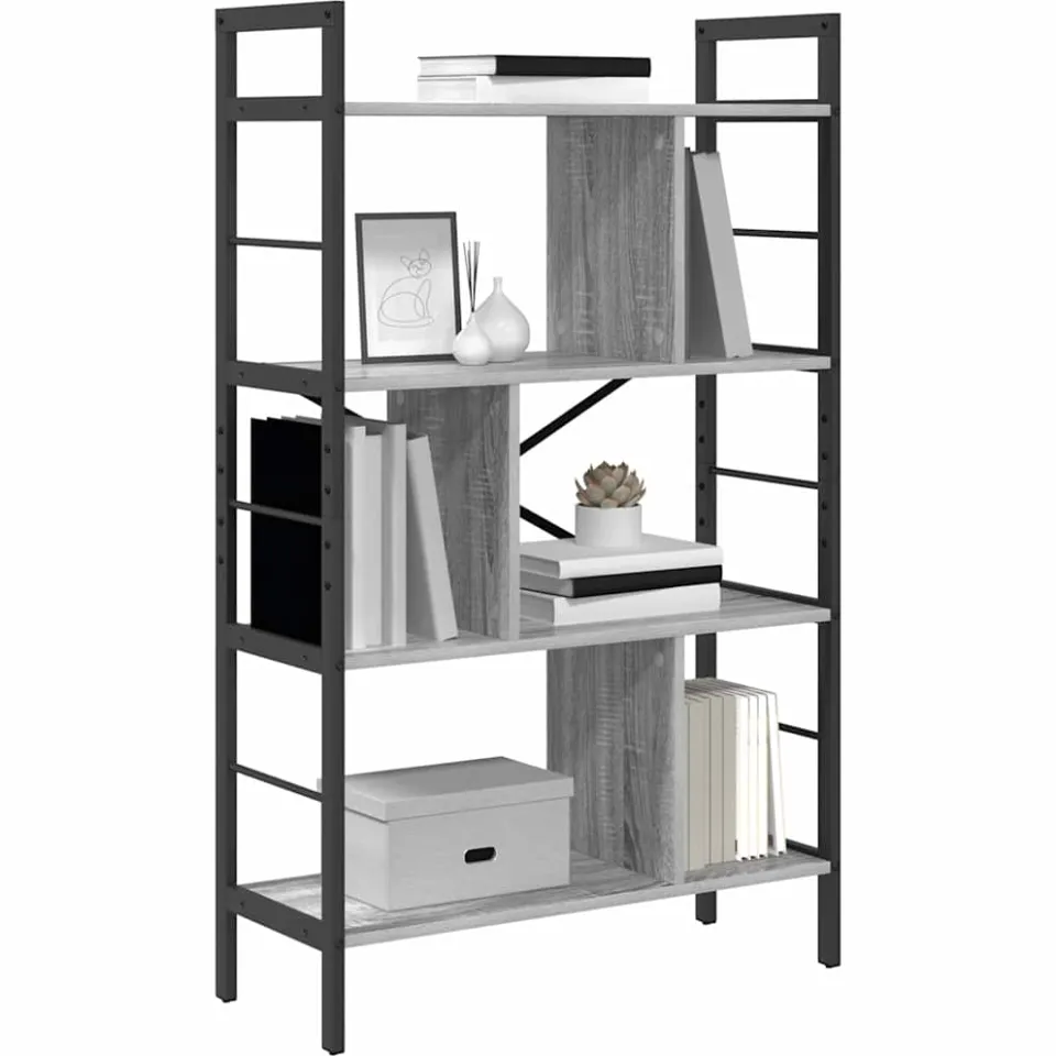 vidaXL Boekenkast Grijs Sonoma 75 x 30 x 123,5 cm Bewerkt hout 7-laags