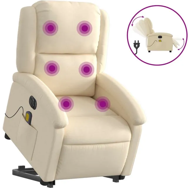 vidaXL Sta-op-massagestoel - elektrisch - verstelbaar - stof - crèmekleurig