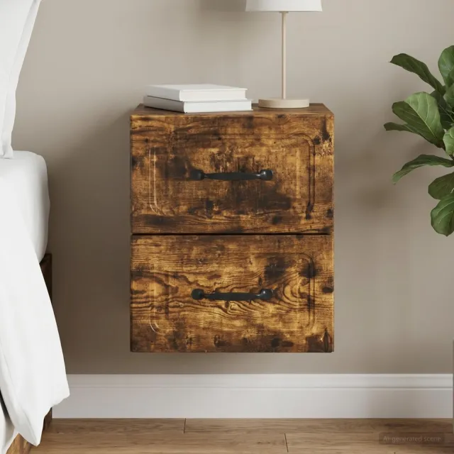 vidaXL Wandbeugel Bedkast Gerookt eiken 34,5 x 33 x 40 cm Bewerkt hout, foto 2