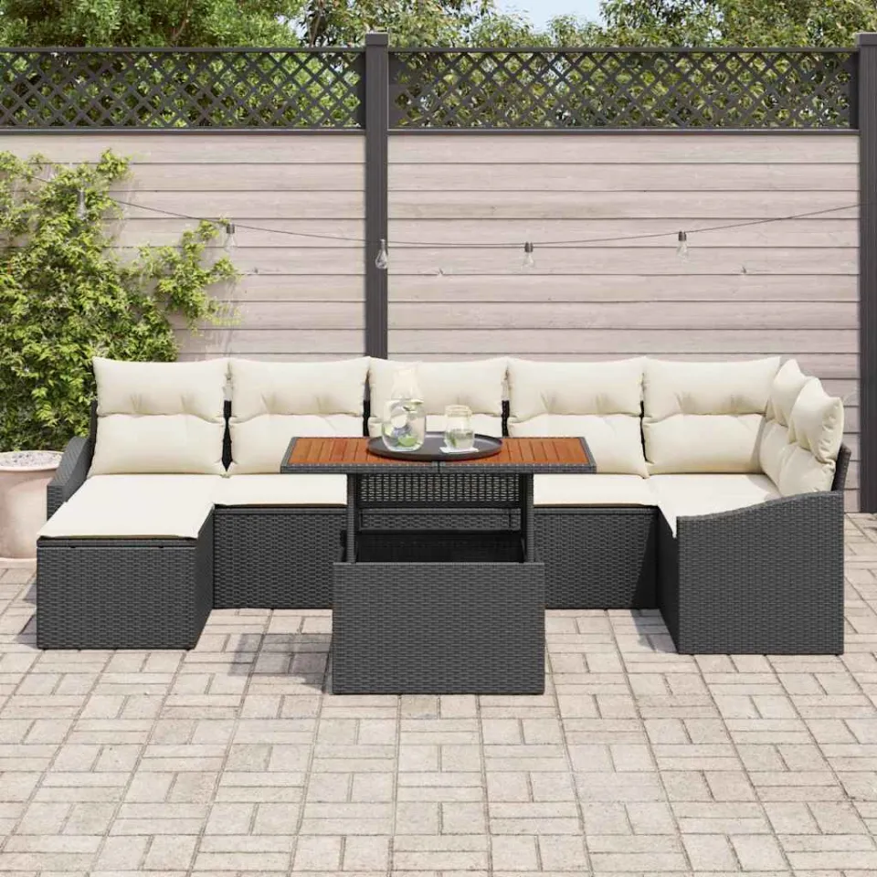 vidaXL Tuin Sofa Set 8 st Zwart Poly riet, foto 3