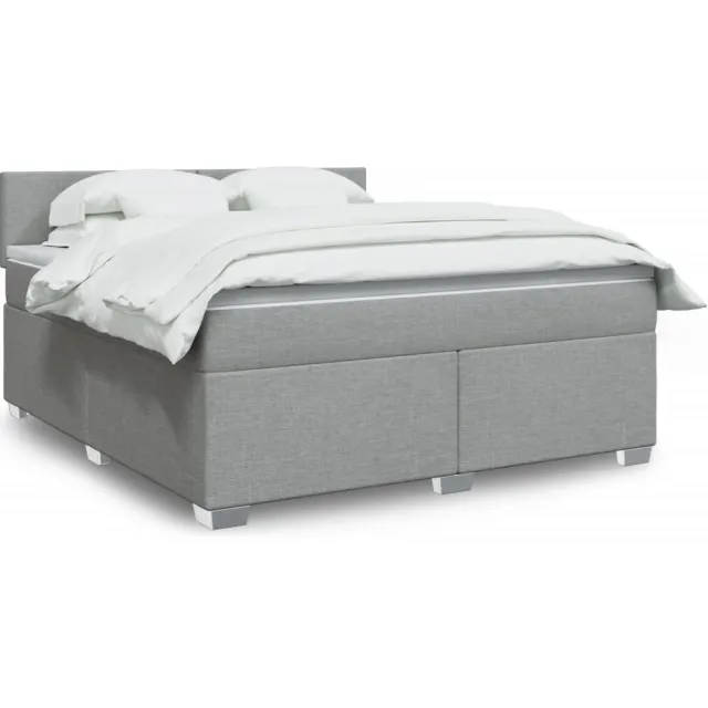 vidaXL Boxspring met matras stof lichtgrijs 180x200 cm grijs