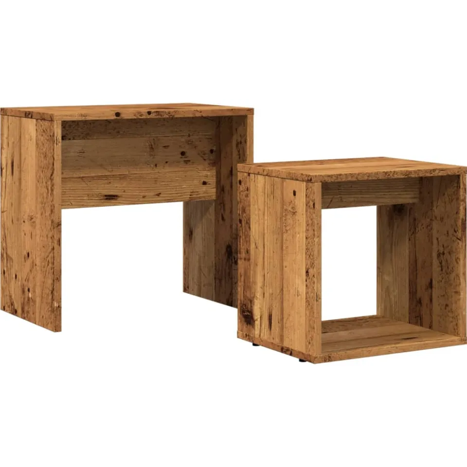 vidaXL 2-delige Tafeltjesset bewerkt hout oud houtkleurig Bruin