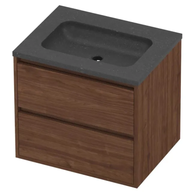 Proline Rollo Badmeubelset Hardsteen Elegant 60x46x54 cm Blue Stone Indian Walnut Houtlook