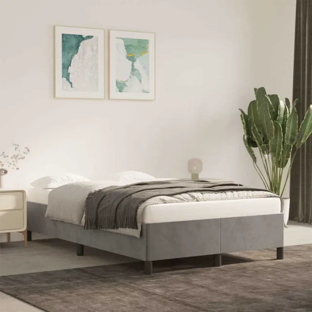 vidaXL Bedframe zonder matras 120x190 cm fluweel lichtgrijs grijs