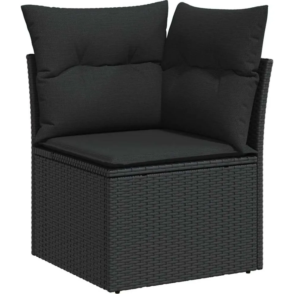 vidaXL Tuinbankenset 12 st Zwart poly rattan, foto 4