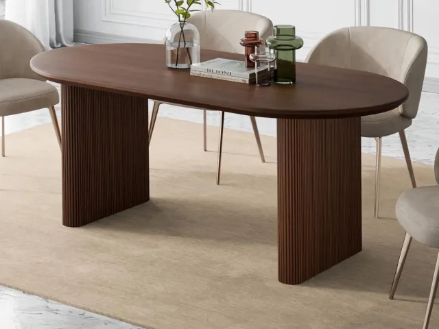 Vente-unique Eettafel 8 personen van mangohout - Naturel - NEVILI Natuurlijk donker