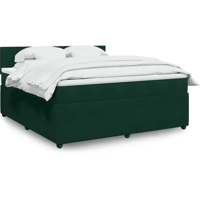 vidaXL Boxspring met matras fluweel donkergroen 180x200 cm groen