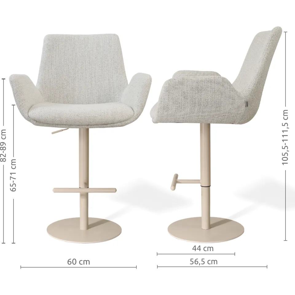 Nolon Niva-Eef draaibare tulp barkruk beige gemêleerd - verstelbaar - beige onderstel, foto 2