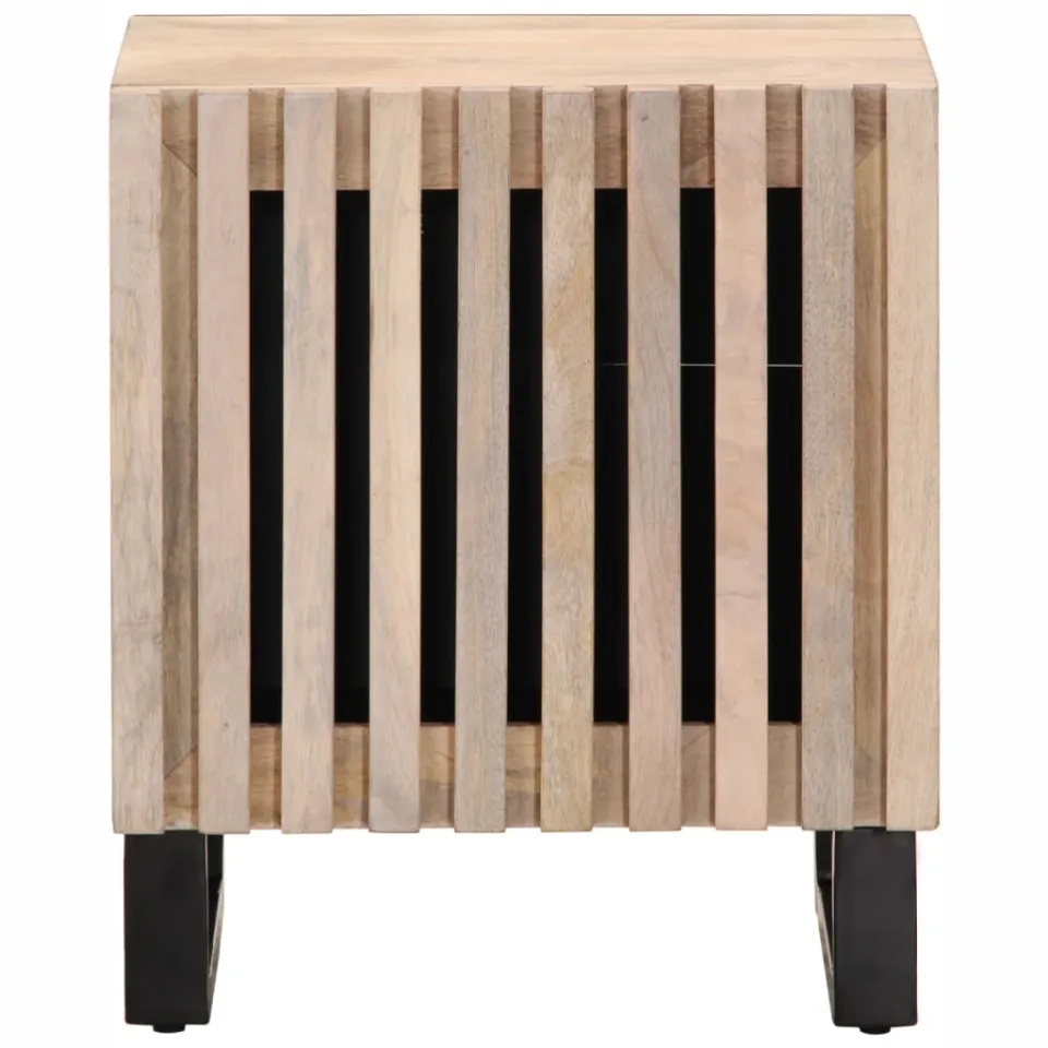 vidaXL Nachtkastjes 2 st 40x34x46 cm massief gebleekt mangohout bruin, foto 4
