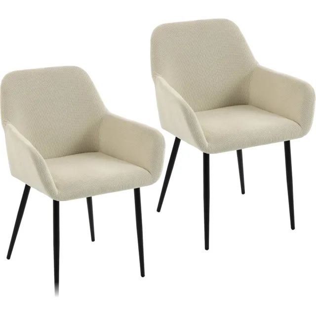 Homcom Eetkamerstoel - Corduroy (100% polyester) - 58 x 59,5 x 81,5 cm - Crème