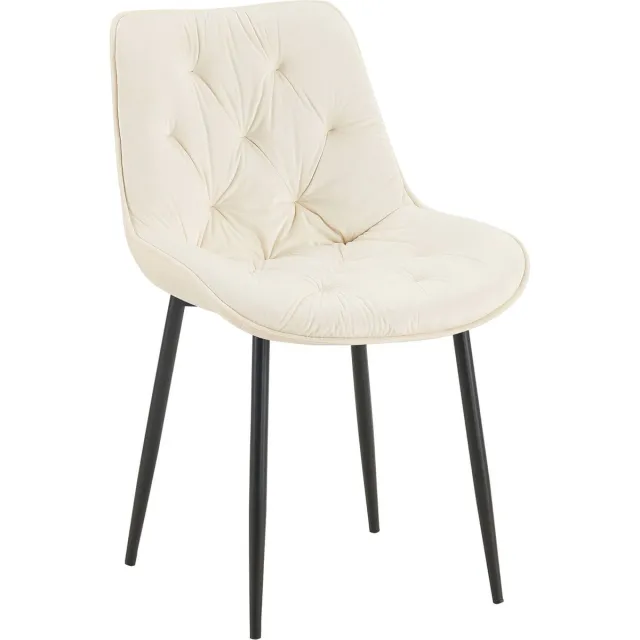 CLP Wallace Eetkamerstoel - Zonder armleuning - Metalen frame - Vloerbeschermers - Velvet - Fluweel - creme