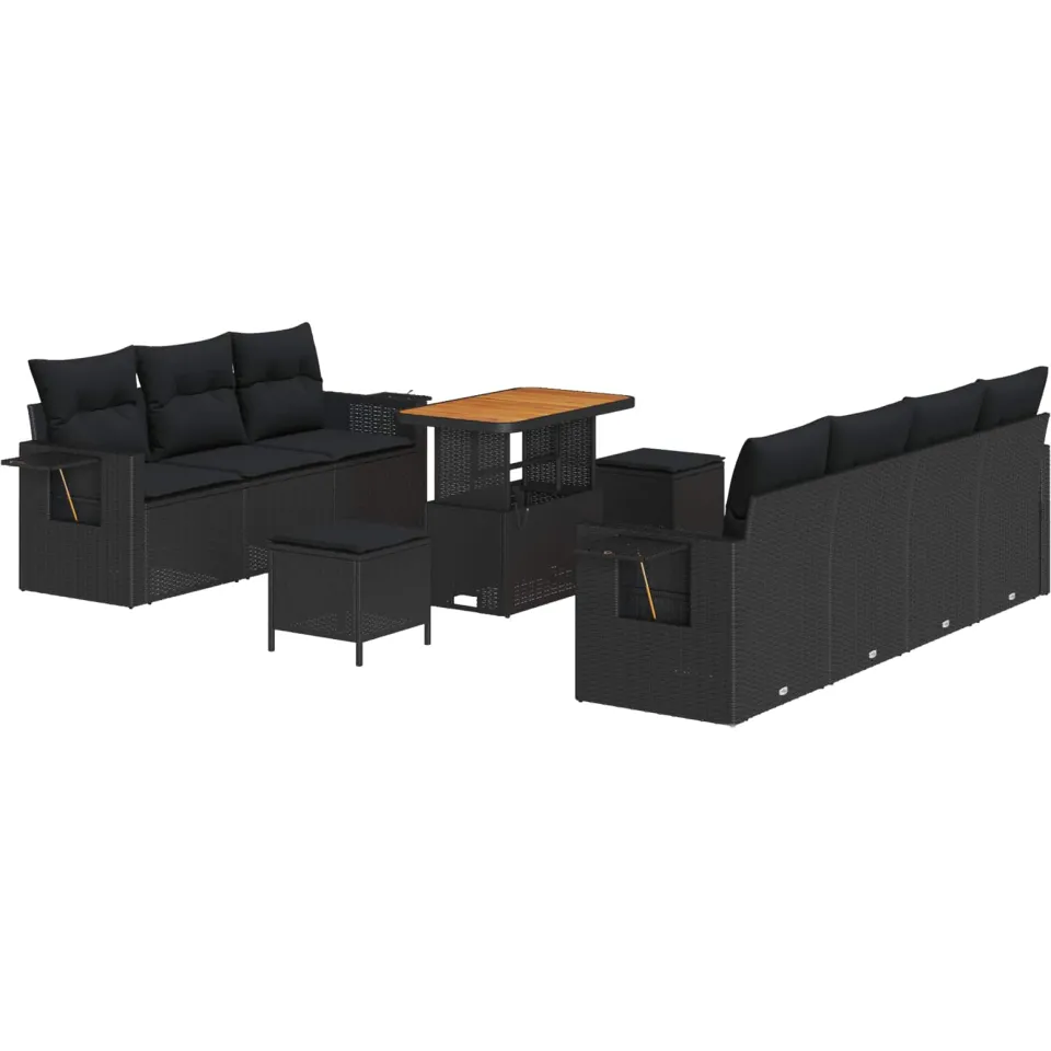 vidaXL Tuin Sofa Set 10 st Zwart poly rattan