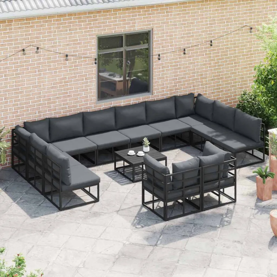 vidaXL Tuinbankenset 12 st Zwart Aluminium, foto 2