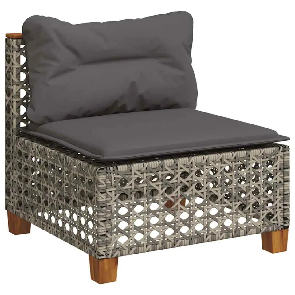 vidaXL 8-delige Loungeset met kussens poly rattan grijs, foto 4