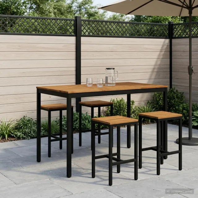 vidaXL Tuinbar Tafel NAARDEN Naturel en Zwart 147 x 88,5 x 105 cm, foto 2