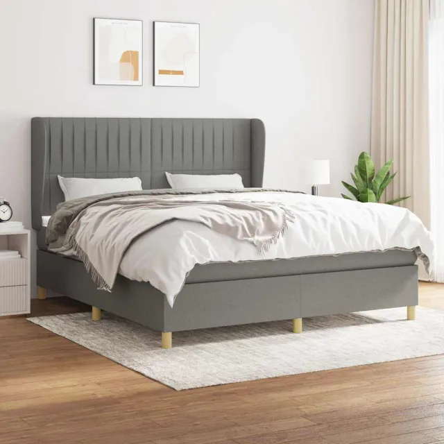vidaXL Boxspring met matras stof donkergrijs 160x200 cm grijs
