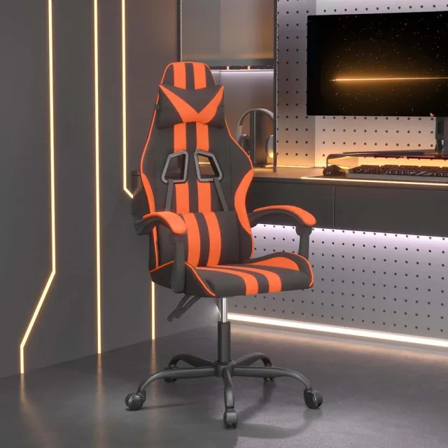 vidaXL Gamestoel draaibaar kunstleer zwart en oranje, foto 2
