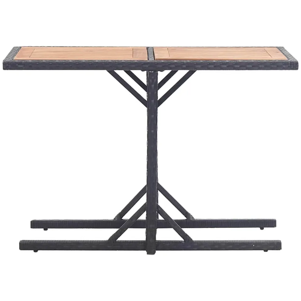 vidaXL Tuintafel massief acaciahout en poly rattan zwart, foto 2