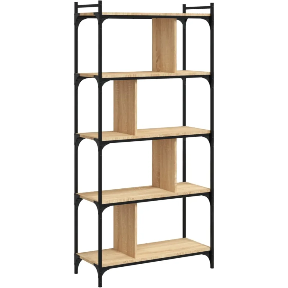 vidaXL Boekenkast 5-laags 76x32x158 cm bewerkt hout sonoma eikenkleur Bruin