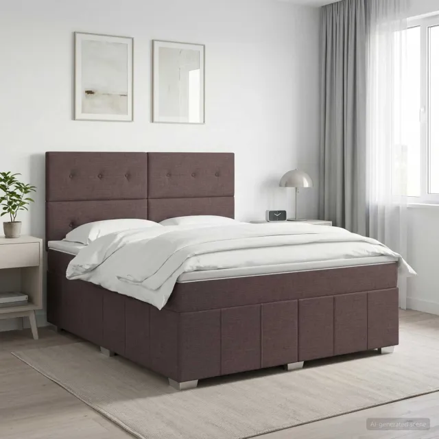 vidaXL Boxspringbed met matras Donkerbruin 140 x 200 cm Stof