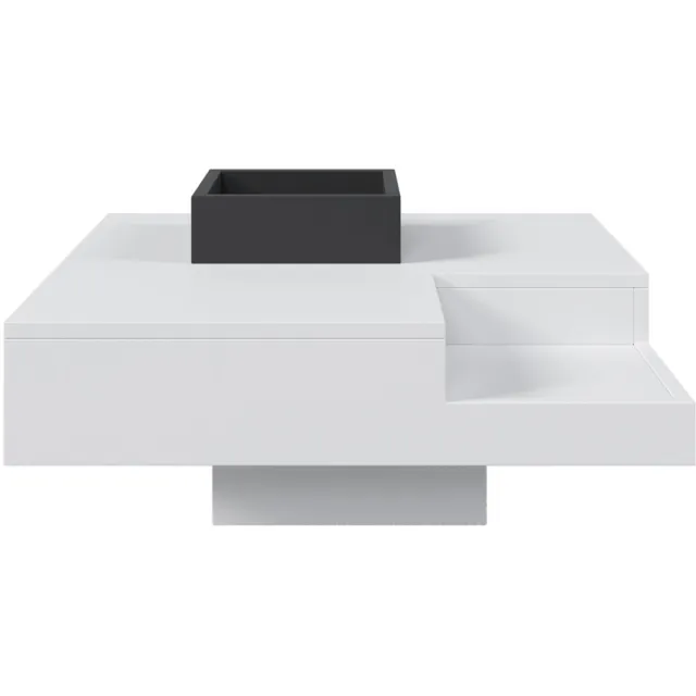 Ropilly Salontafel Hoogglans-Moderne Bijzettafel-Met App Bestuurbare LED Verlichting-Afneembare Opbergbox-Vierkant-Voor Woonkamer-72x72x30cm-Zwart Wit