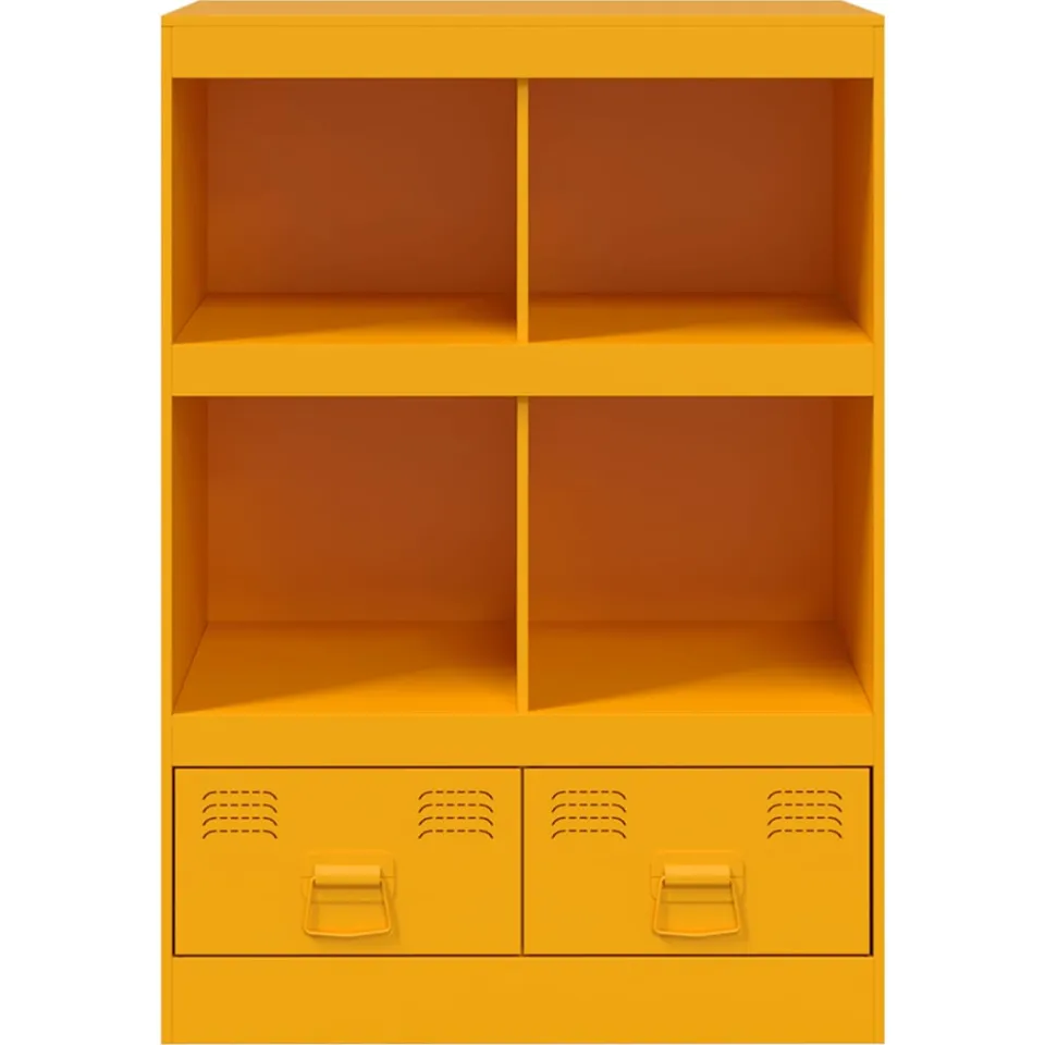 vidaXL Hoge kast 67x39x95 cm staal mosterdgeel, foto 4