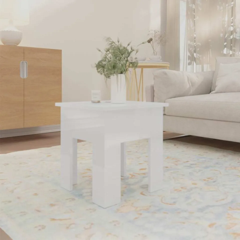 vidaXL Salontafel 40x40x42 cm bewerkt hout hoogglans wit, foto 2