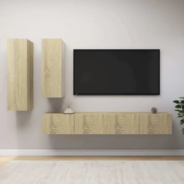 vidaXL 4-delige Tv-meubelset bewerkt hout sonoma eikenkleurig, foto 2