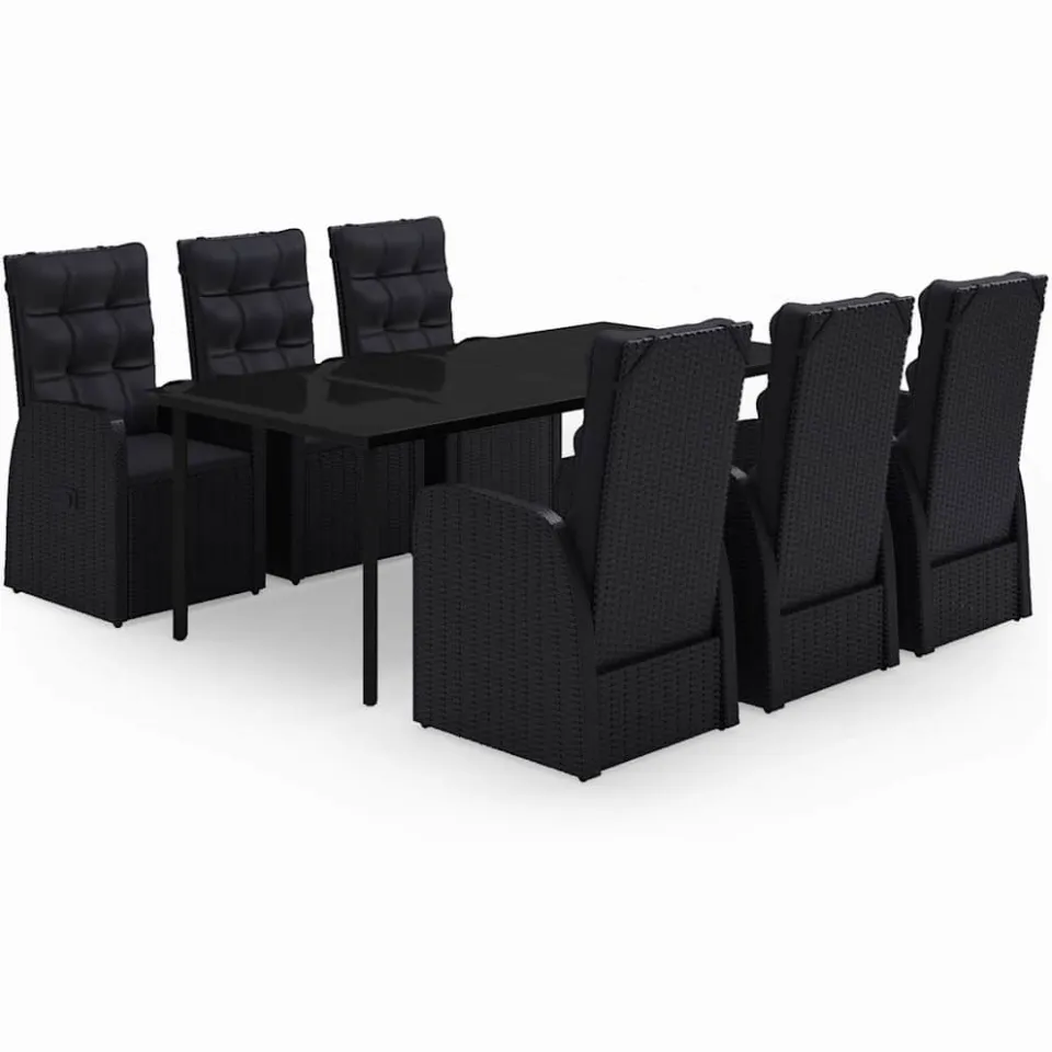 vidaXL 7-delige Tuinset met kussens zwart, foto 3