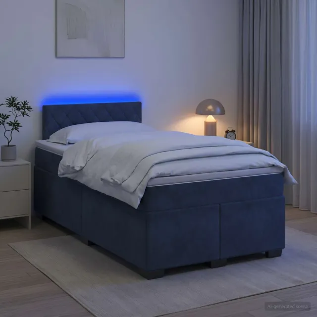 vidaXL Boxspring Bed met Matras en LED Donkergrijs 120 x 190 cm
