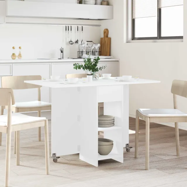 vidaXL Eettafel 115 x 70 x 75 cm Bewerkt hout Wit Rechthoekig